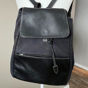 Leather and Canvas Backpack - Color: Black